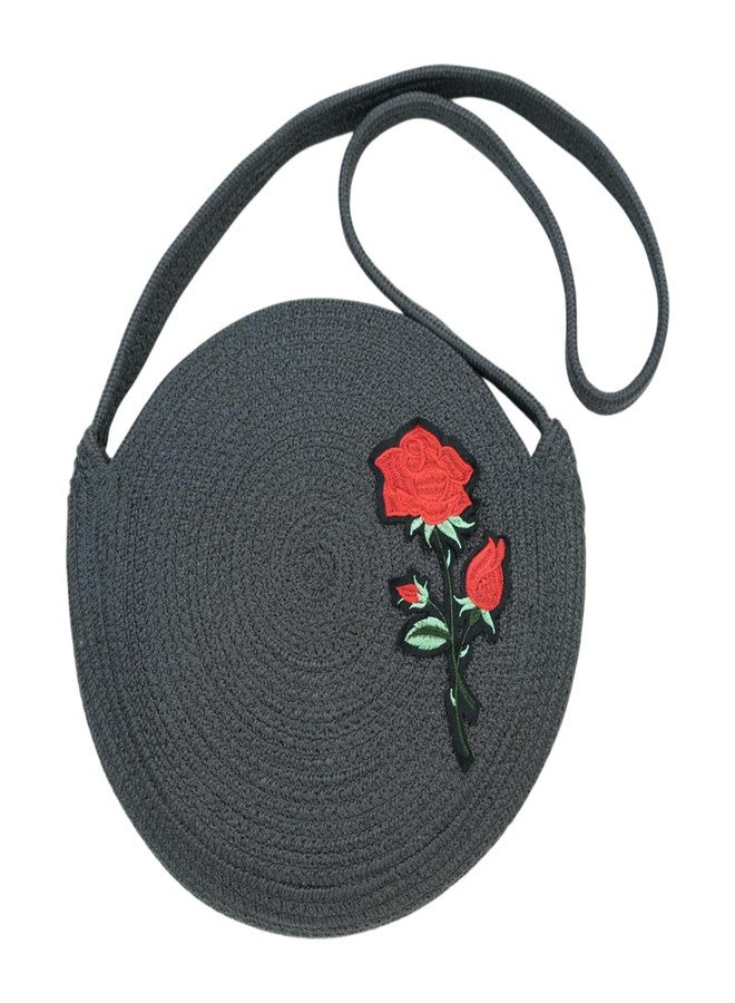 Ariya Women's Round Sling Bag with Swatch (4058 | Dark Gray) Handcrafted PP & Cotton Blend Shoulder Purse, Perfect for Ladies & Girls, Lightweight Crossbody Bag for Daily, Casual, Travel - Image 1